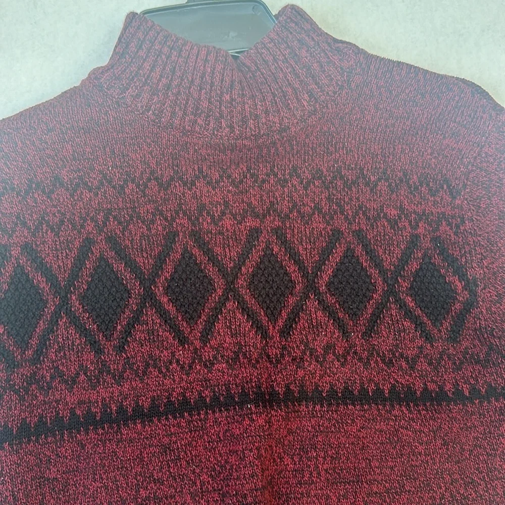 Guess Burgundy and Black Men's Cardigan Sweater SZ S